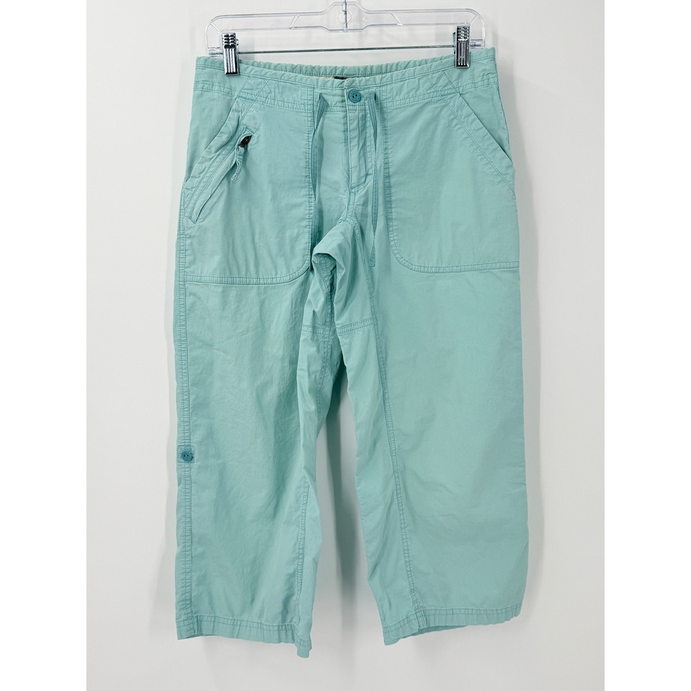 LL Bean Womens sz 8 Reg Cotton Linen Roll Tab Crop Utility Pants hiking camping